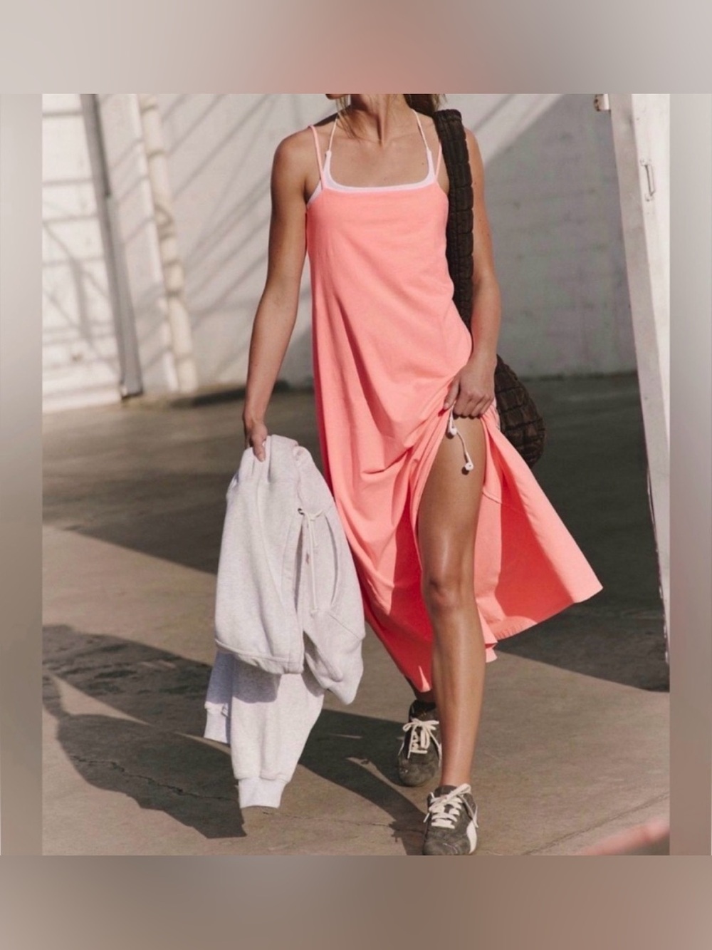 Free People Movement Hot Shot Strappy Maxi Dress Just Peachy NWT Small